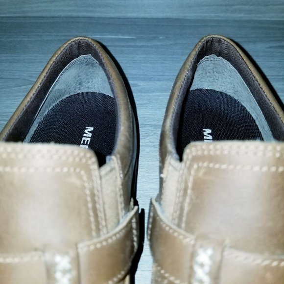 Merrell Loafers Dassie Stich Moccasin Buckle Womens Size 8.5 Brown Leather Shoes - Picture 10 of 12